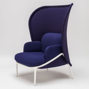 contemporary visitor armchair / fabric / powder-coated steel / high-back