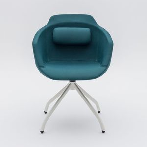 contemporary visitor chair / with armrests / upholstered / on casters