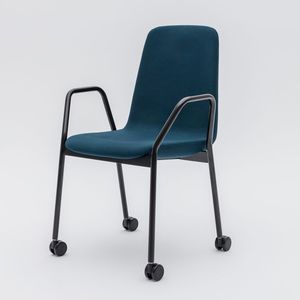 contemporary chair / upholstered / with armrests / stackable