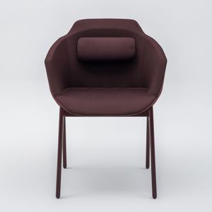 contemporary visitor chair / with armrests / upholstered / fabric