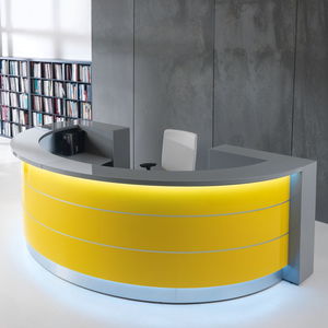modular reception desk / semicircular / laminate / glass
