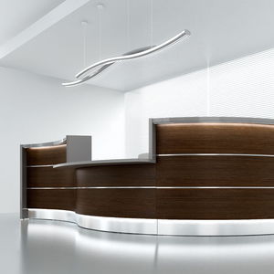 modular reception desk / semicircular / laminate / aluminum