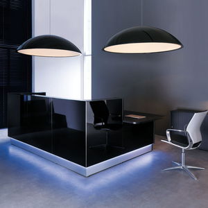 modular reception desk / corner / glass / stainless steel