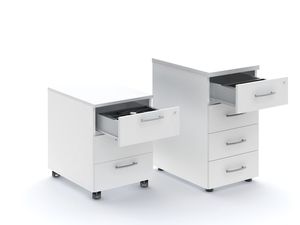 melamine office unit / 3-drawer / 4-drawer / on casters