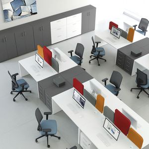 workstation desk / powder-coated steel / melamine / contemporary