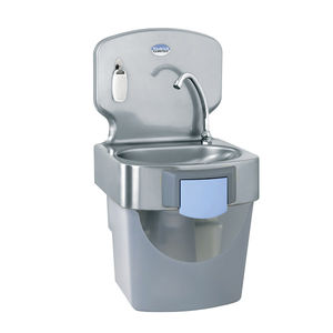 wall-mounted hand basin / rectangular / metal / commercial