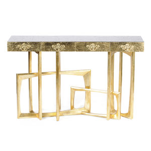 original design sideboard table / mahogany / brass / rectangular