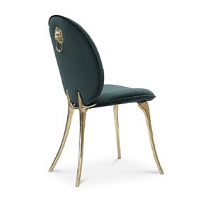 contemporary chair / upholstered / fabric / polished brass