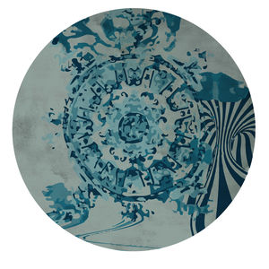 contemporary rug / patterned / wool / round