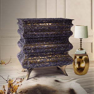 New Baroque design chest of drawers / varnished wood / wood with gold leaf finish