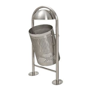public trash can / stainless steel / swing / contemporary