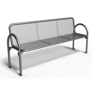 public bench / steel / with armrests / with backrest