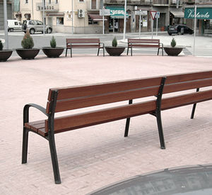 public bench / traditional / exotic wood / pine