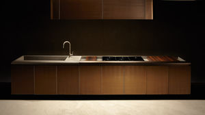 contemporary kitchen / marble / wood veneer / island