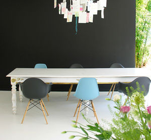 classic table / wooden / brass / rectangular