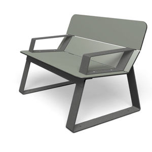 contemporary armchair / metal / HPL / with armrests