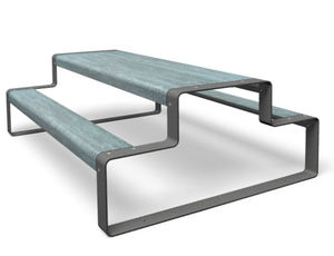 contemporary picnic table / metal / rectangular / for public areas