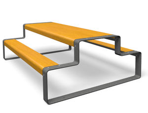contemporary picnic table / metal / rectangular / for public areas
