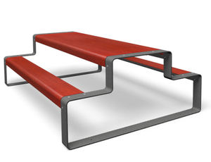 contemporary picnic table / metal / rectangular / for public areas