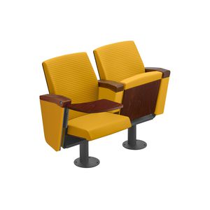 contemporary auditorium seating / leather / tablet / central base