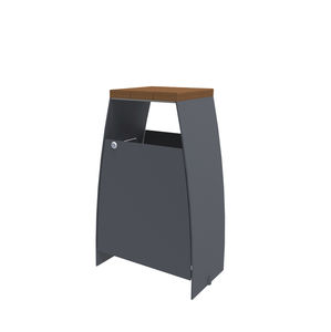 public litter bin / floor-mounted / wooden / steel