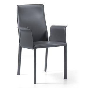 contemporary chair / with armrests / upholstered / fabric