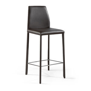 contemporary bar chair / upholstered / with footrest / leather