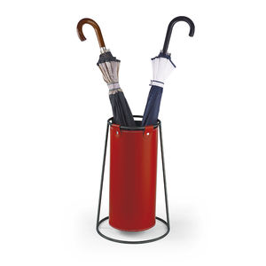 painted steel umbrella stand / leather
