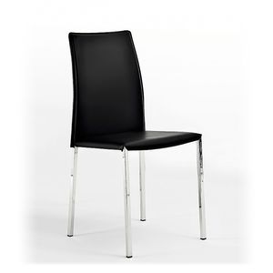 contemporary chair / leather / chrome steel / upholstered