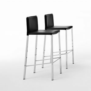 contemporary bar chair / upholstered / with footrest / sled base