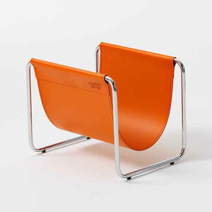 contemporary magazine rack / home / steel / leather