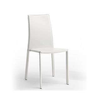 contemporary chair / leather / painted steel / upholstered