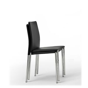 contemporary chair / leather / steel / upholstered