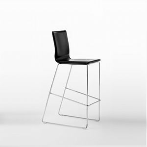 contemporary bar chair / upholstered / sled base / stackable