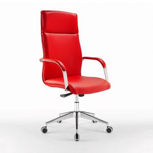 contemporary office armchair / leather / aluminium / on casters