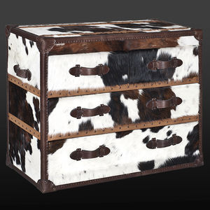 contemporary chest of drawers / leather / brown