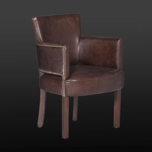 traditional chair / with armrests / upholstered / leather