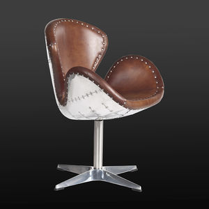 contemporary armchair / leather / steel / swivel