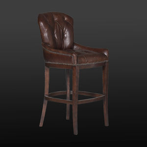traditional bar chair / leather