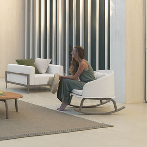 contemporary armchair / fabric / aluminum / with removable cover