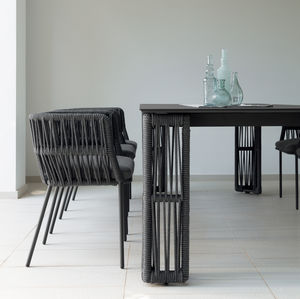 contemporary dining chair / with armrests / stackable / metal
