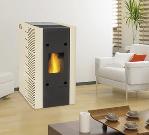 pellet heating stove / contemporary / steel