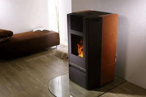 pellet heating stove / contemporary / earthenware / metal