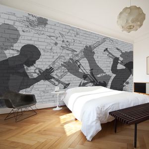 contemporary wallpaper / panoramic / sketch / black
