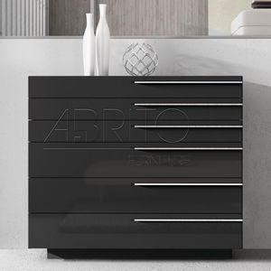 contemporary chest of drawers / lacquered wood / black