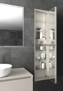 contemporary bathroom cabinet / wooden / wall-mounted / high