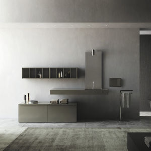 wall-hung washbasin cabinet / wooden / contemporary