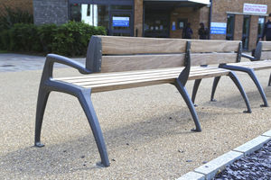 public bench / contemporary / wooden / cast aluminum