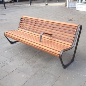 public bench / contemporary / wooden / cast iron