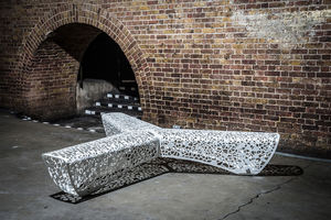 public bench / organic design / galvanized steel